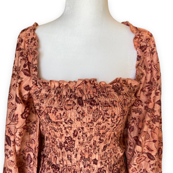 Free People Smock It To Me Mini Dress Apricot Combo - Picture 8 of 11